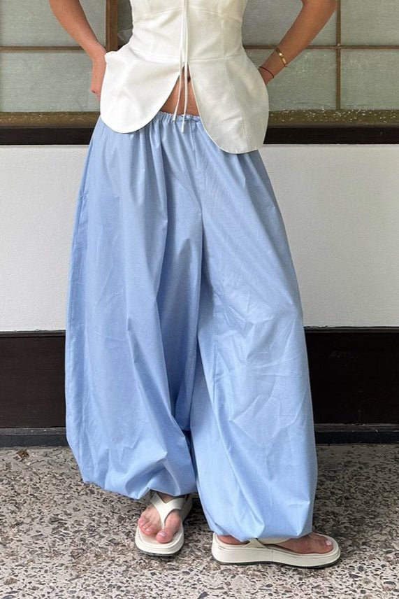 SOERA Inga Elastic Waist Baggy Pants - Bottoms -  Blue S
