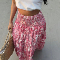 Jupe longue à taille élastique motif cachemire Riley