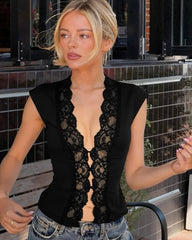 Top corset Celeste din dantelă, decolteu în V