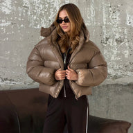 Gina hooded γυαλιστερό puffer μπουφάν