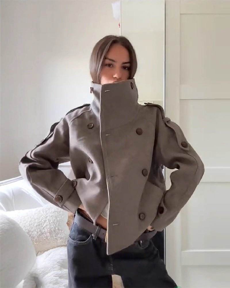 SOERA Julie Suede Stand Collar Oversized Coat - Coat - SOERA-789699-ASS-S-37891 S