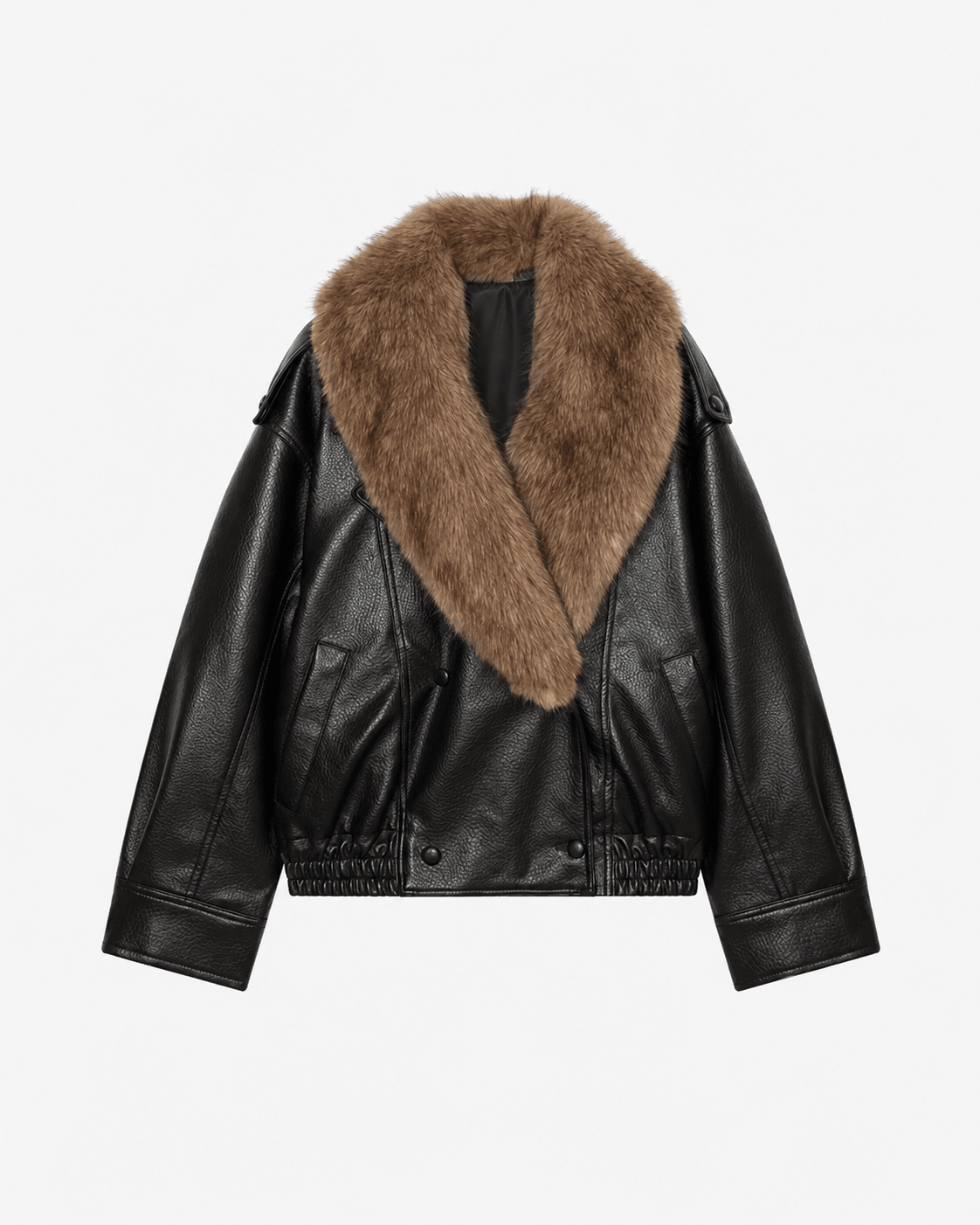 SOERA Francesca Faux Leather Jacket with Detachable Fur Collar - Coats & Jackets -  Black S