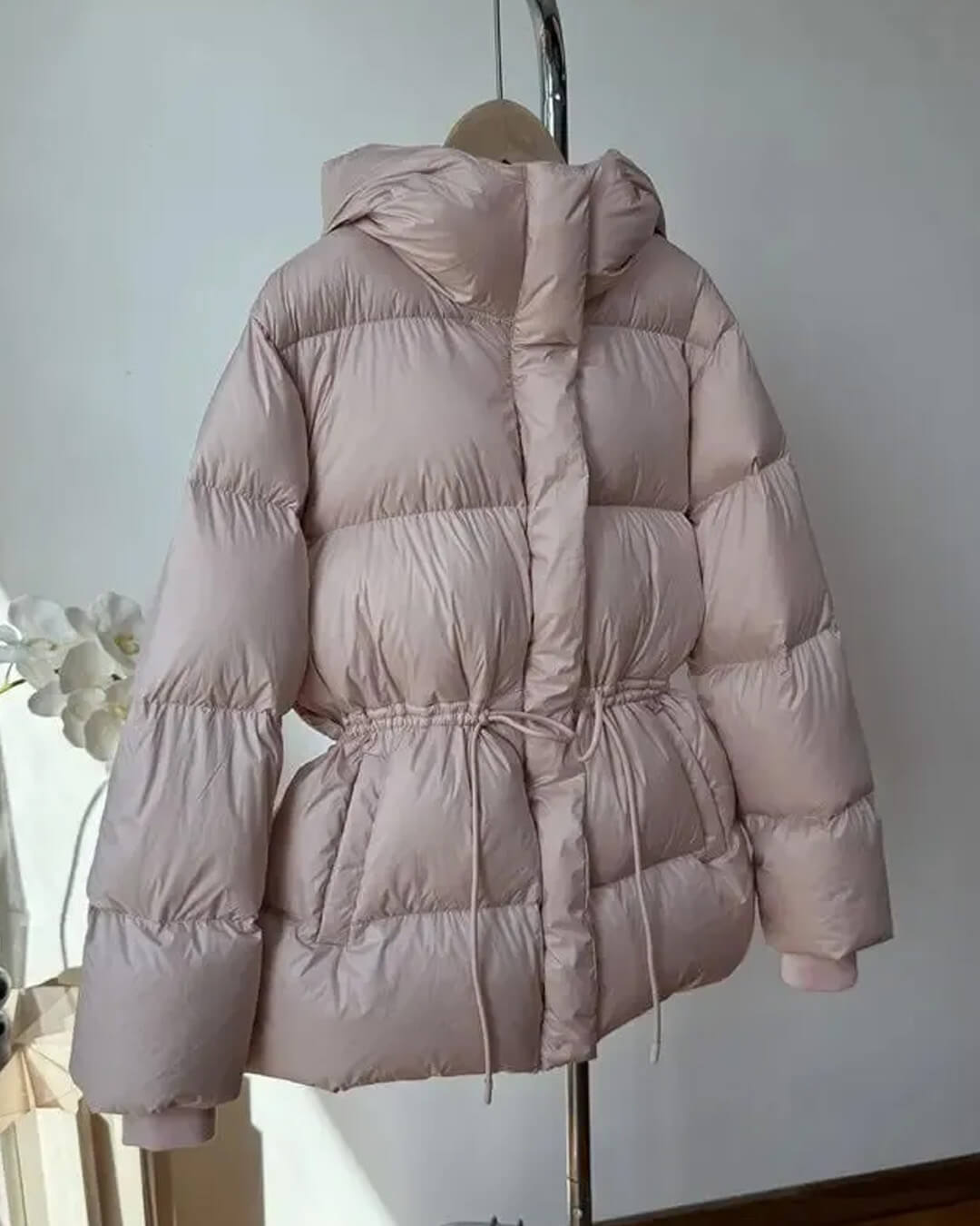 SOERA Mary Oversized Drawstring Waist Puffer Jacket - Coats -  Light Pink S