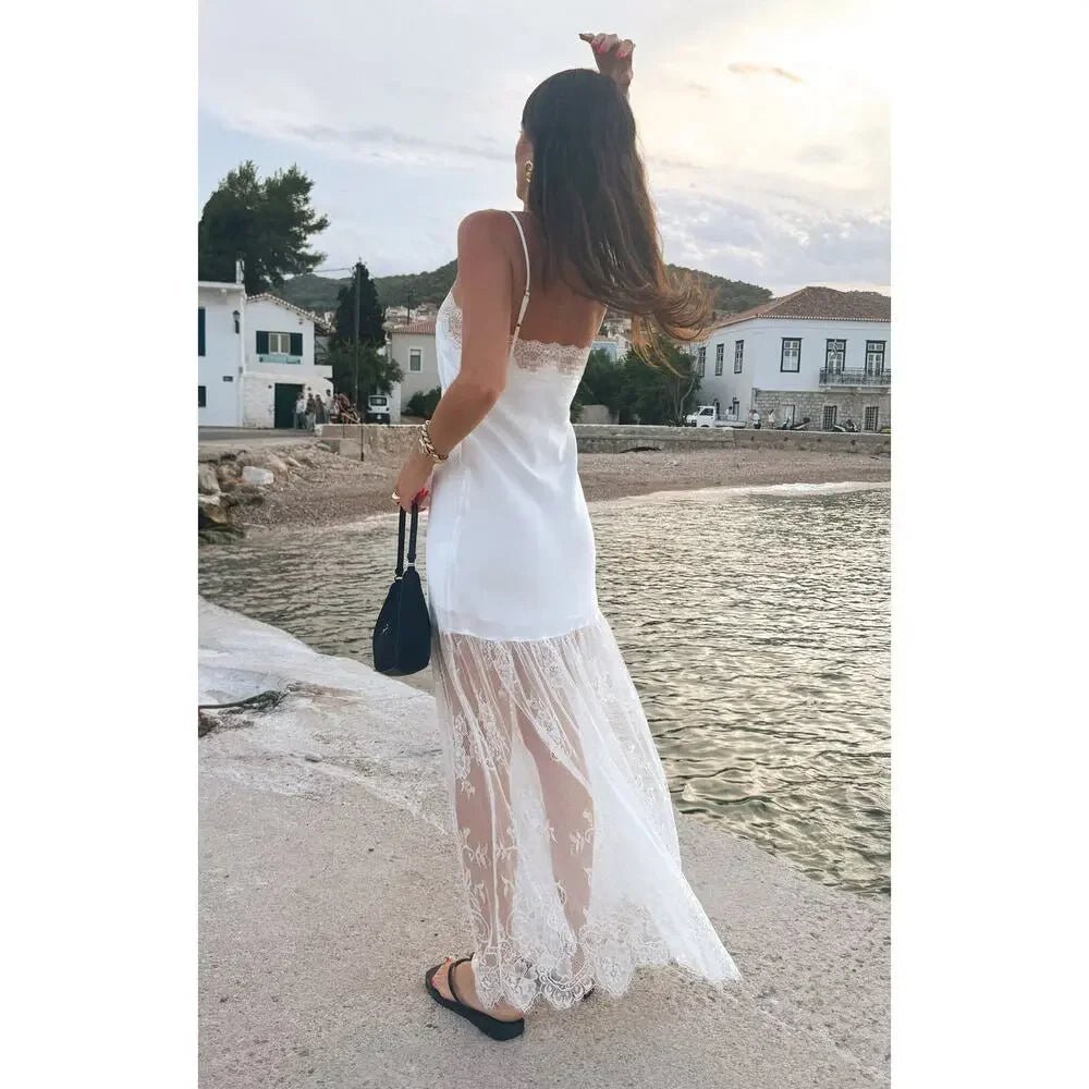 SOERA Tessa Satin Lace-Trim Maxi Dress - Dress - SOERA-688451-DEF-OS-84420 White S