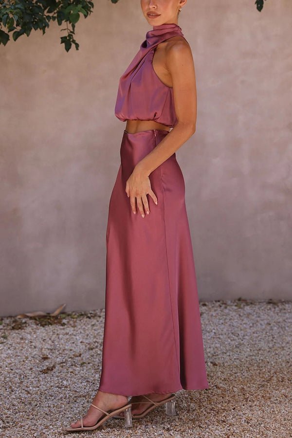 SOERA Beatrice Two - Piece Satin Wedding Guest Set - Dress -  Pink S