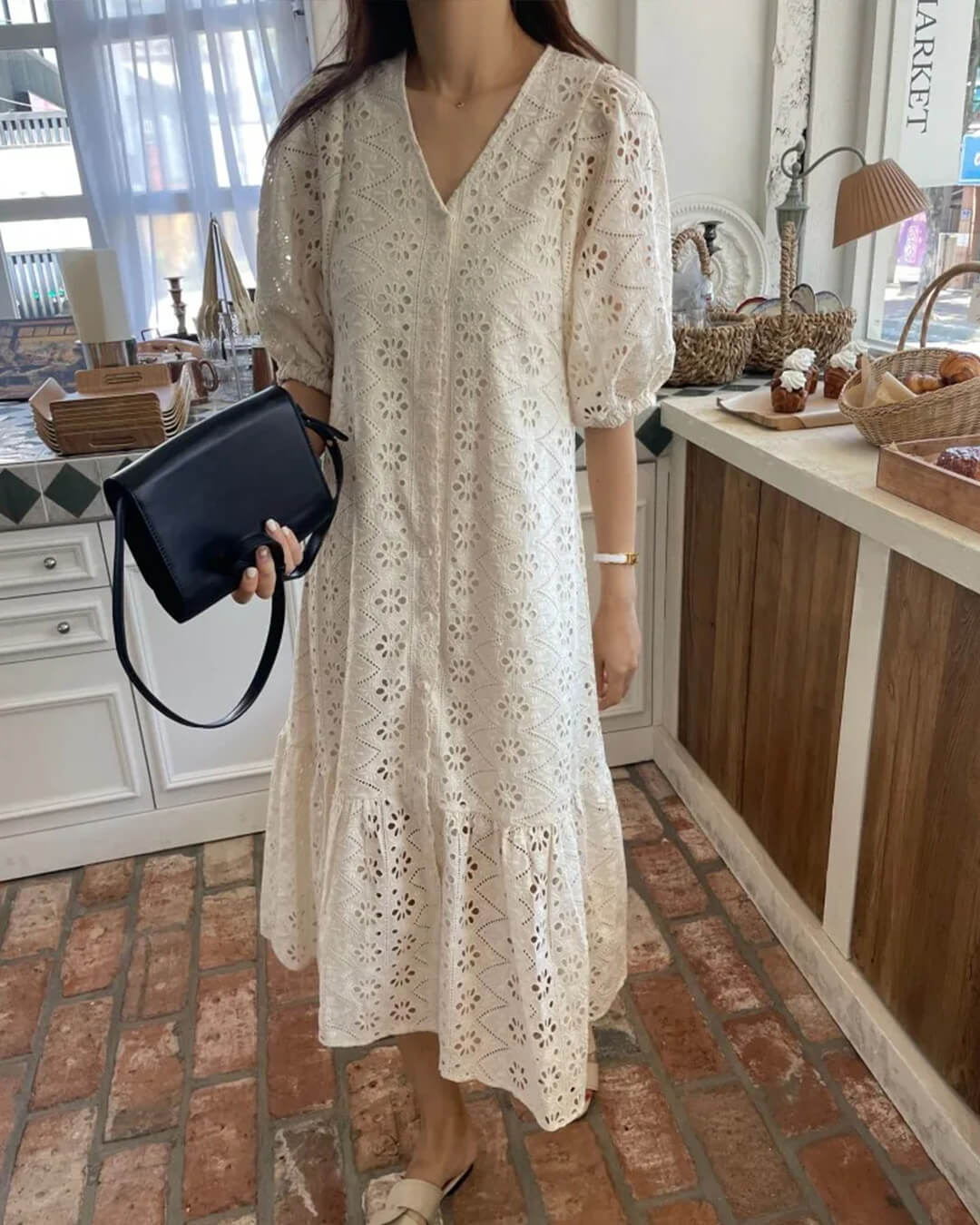 SOERA Beatrice V - Neck Embroidered Maxi Dress - Dress -  XS