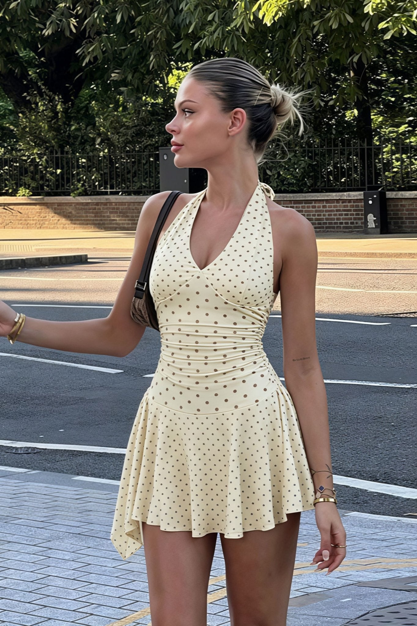 SOERA Bianca Polka Dot Halter Mini Dress - Dress -  S