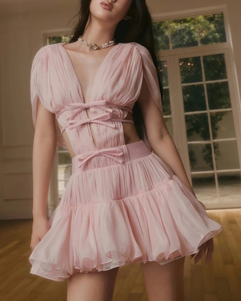 SOERA Bianca Ruffled V - Neck Cocktail Dress - Dress -  XS