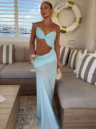 Vestido maxi Bianca de malla con aberturas