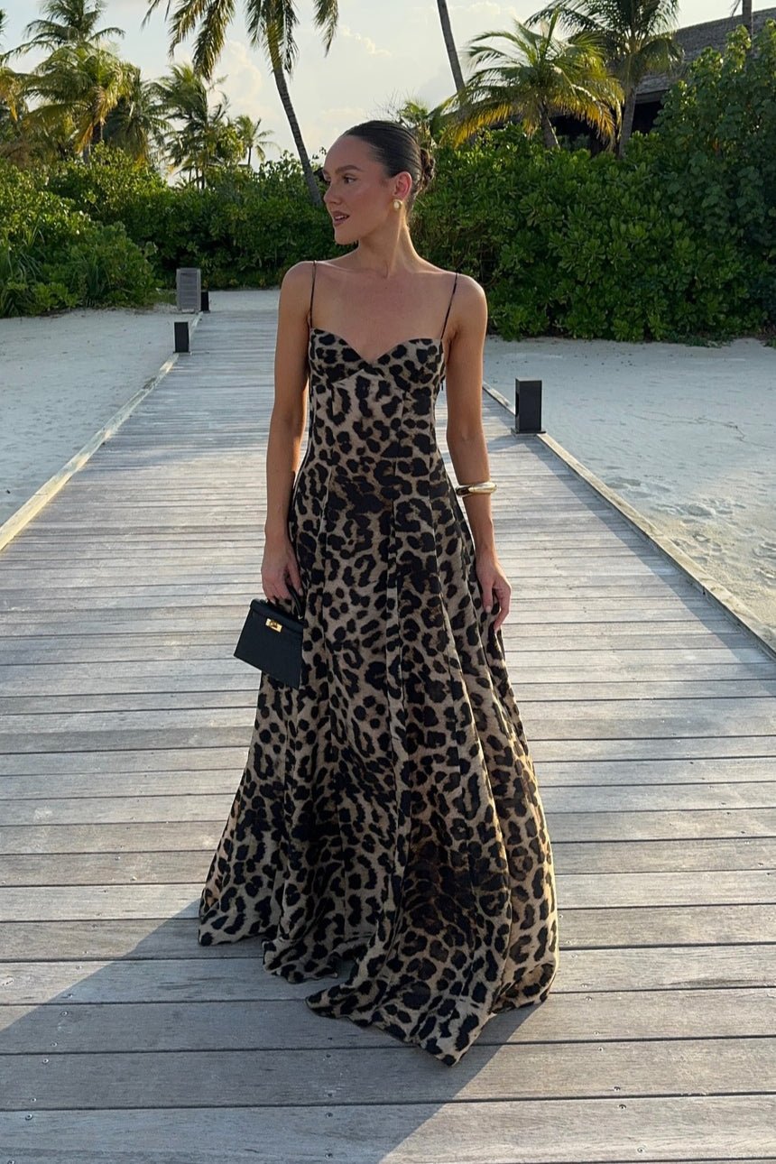 SOERA Imogen Leopard Print Spaghetti Strap Maxi Dress - Dress -  Brown S