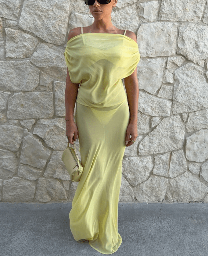 SOERA Iris Backless Mesh Maxi Dress - Dress - SOERA-615875-YEL-S-95203 Yellow S
