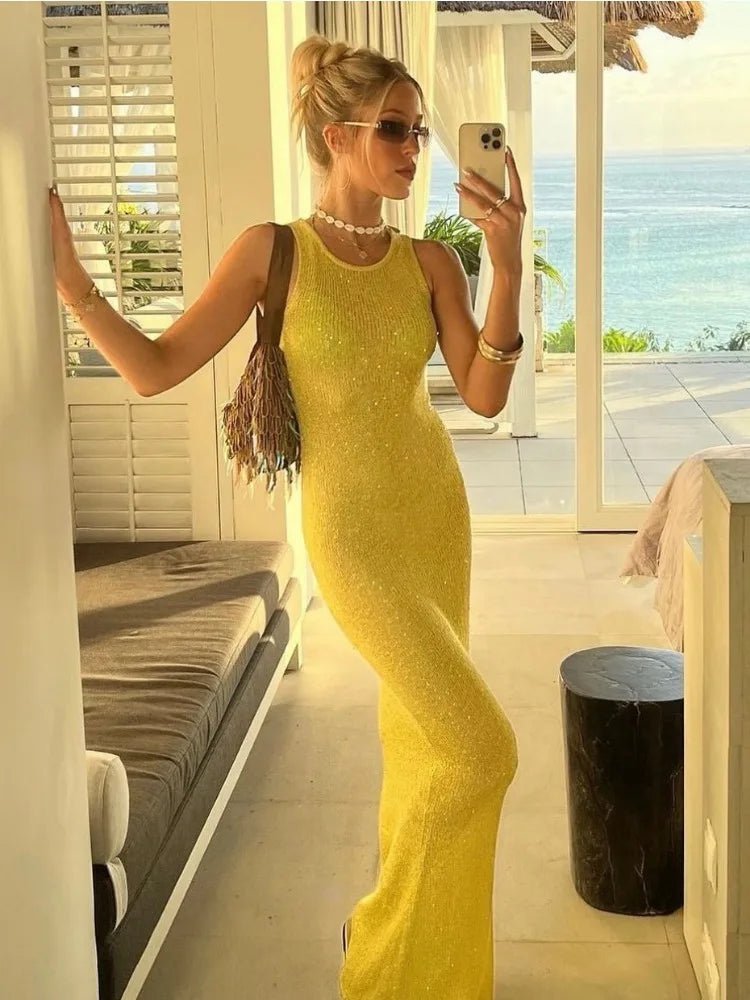 SOERA Kaila Sequin Sleeveless Maxi Dress - Dress - SOERA-524547-PIN-M-79875 Pink M