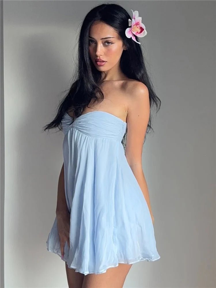 SOERA Merylle Mesh Patchwork Mini Bodycon Dress - Dress -  Blue XS