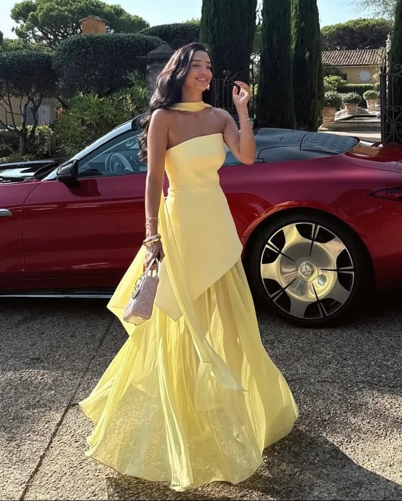 SOERA Ophelia Asymmetric Sheer Maxi Dress - Dress - SOERA-028419-S-BUTTER-53987 Butter Yellow S