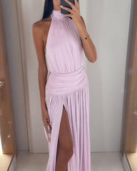 Rochie maxi Brielle fără mâneci cu deschizătură laterală