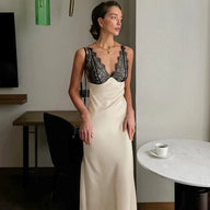Emily V-Neck Lace Patchwork Evening Dress