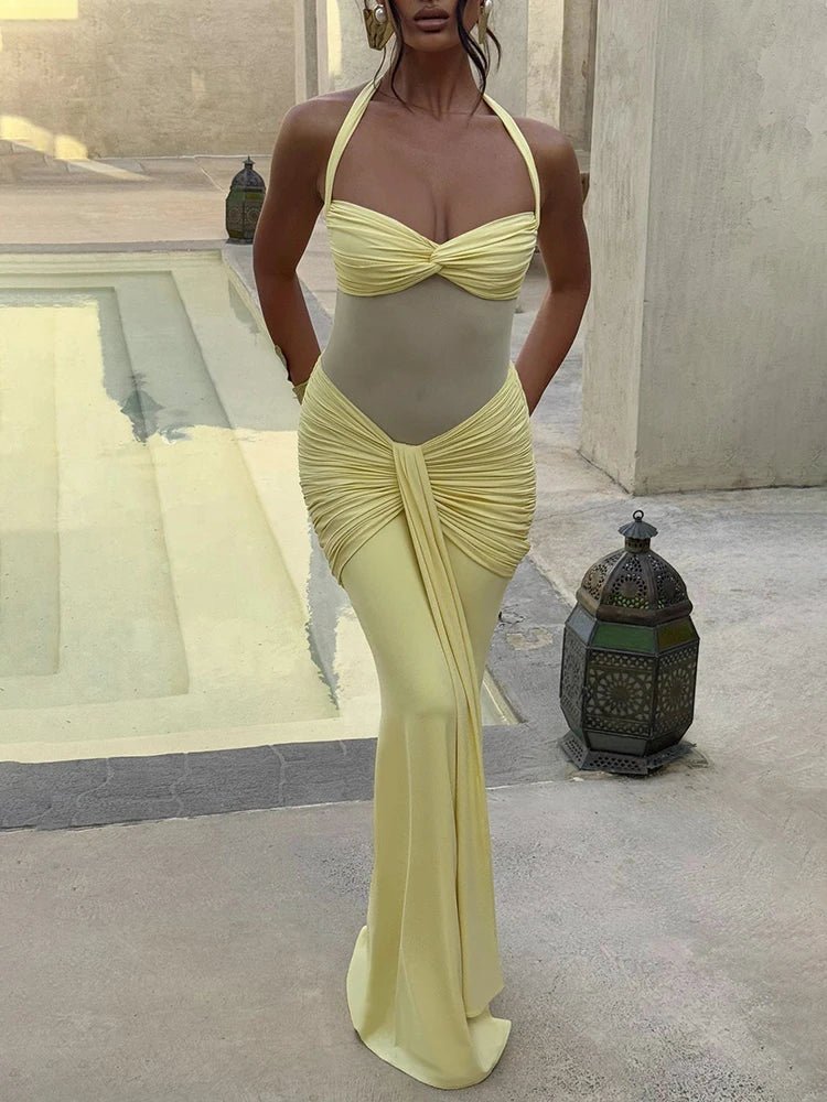 SOERA Fenella Backless Maxi Dress - Dresses - 1005009463486142-;RY1764877297676918977 Yellow M