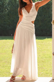 Lolita Cut-Out-Gerafftes Maxikleid
