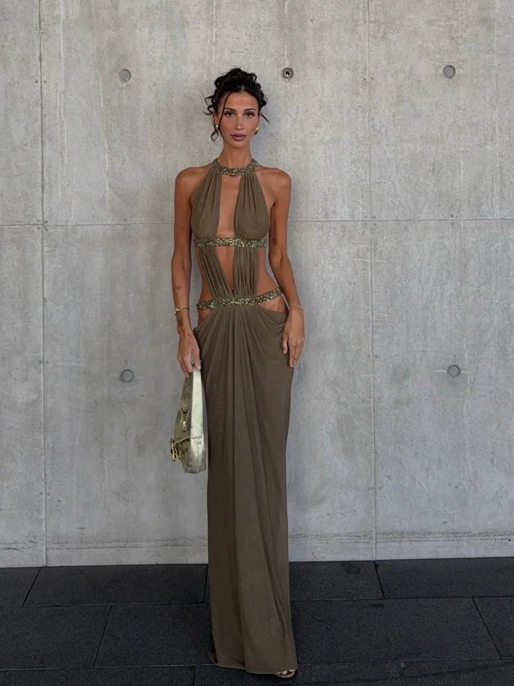 Rafaela Paillettenkleid Neckholder Maxi Abendkleid
