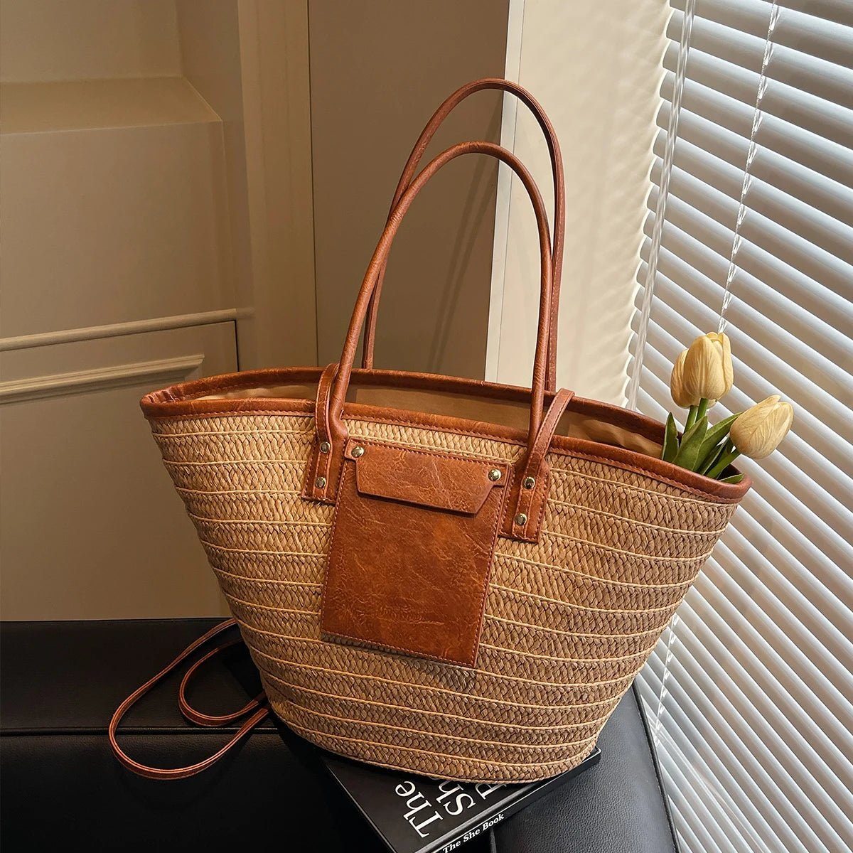 SOERA Beatrice Forest Woven Single-Shoulder Tote - Handbags -  Brown