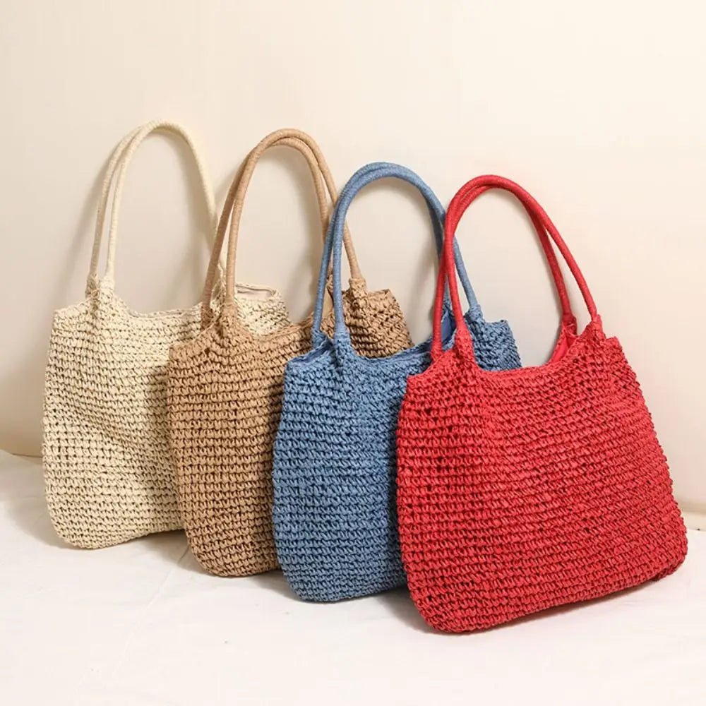 SOERA Brielle Woven Straw beach Tote Bag - Handbags -  Blue