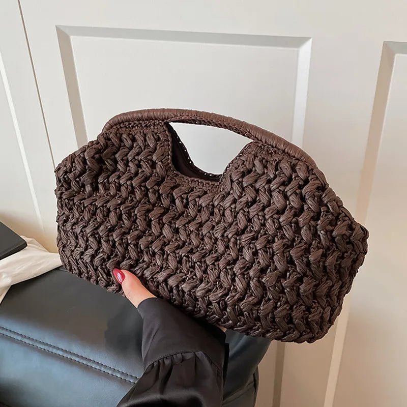SOERA Danica Woven Rattan Tote - Handbags -  Coffee