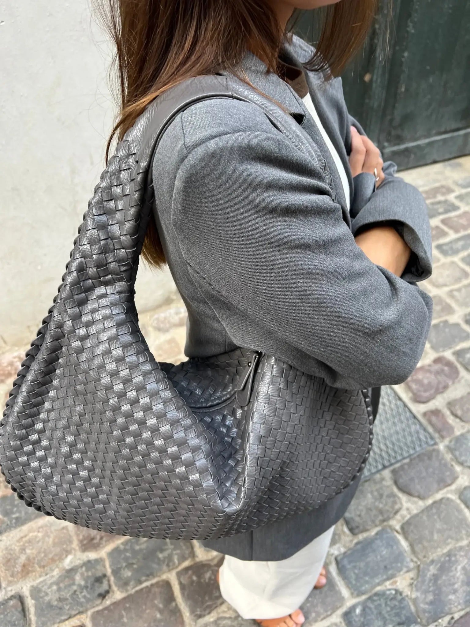 SOERA Woven bag XL - Handbags - DBAD2-QL367007 darkbrown