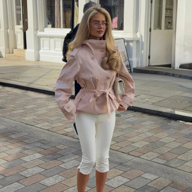 SOERA Amy Belted Trench Jacket - Jacket - SOERA-188035-1-M-64291 Pink M