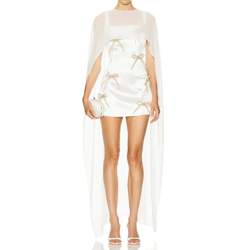 SOERA Beatrice Polka Dot High - Low Cover - Up Cape - Jacket -  White