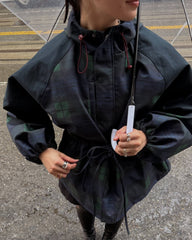 Emma oversized karo jakna s vezanjem