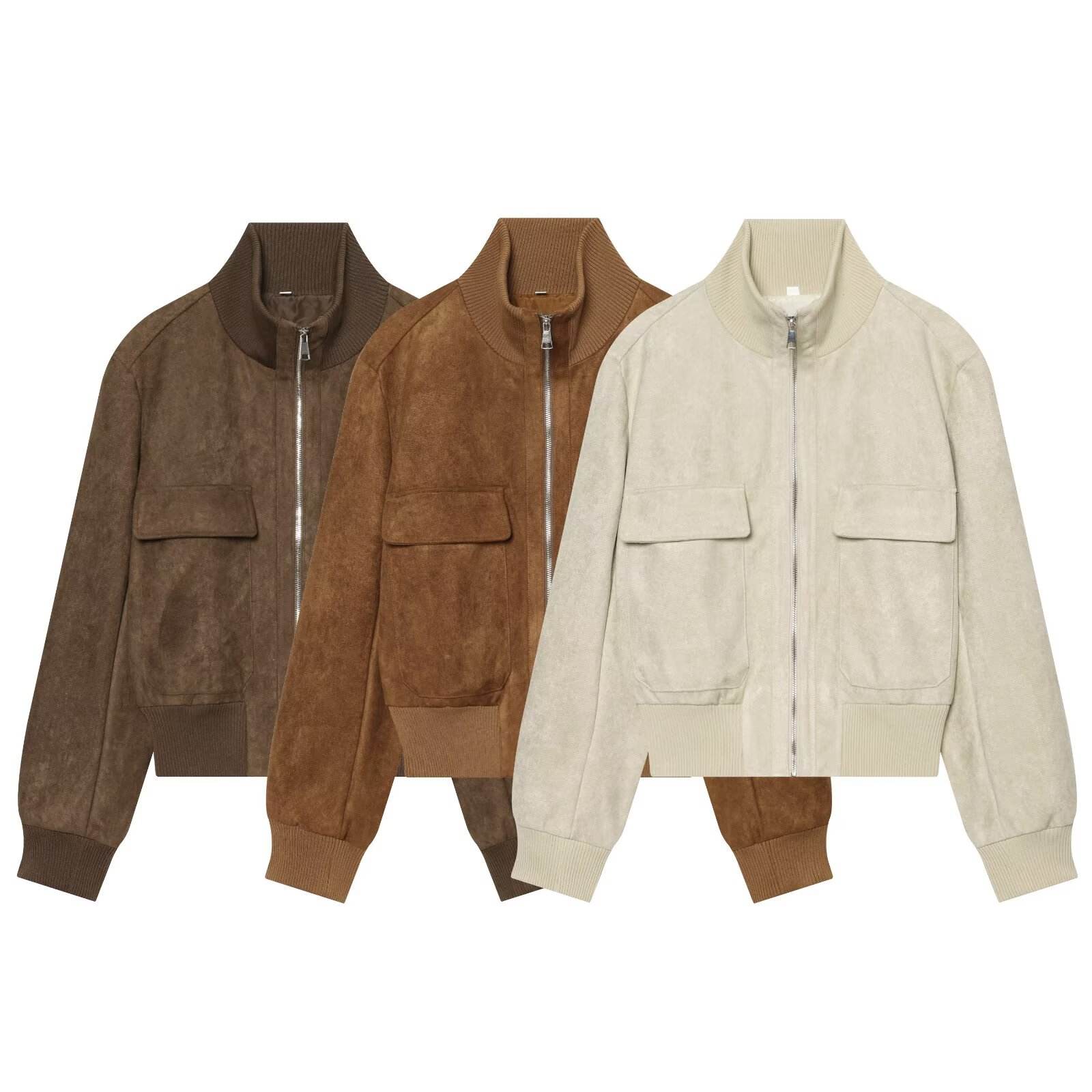 SOERA Natalie Faux Suede Bomber Jacket - Jacket -  White XS
