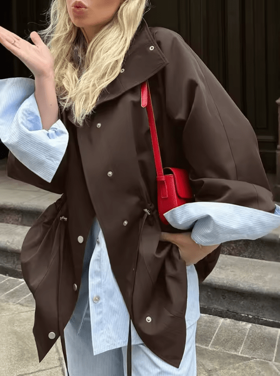 SOERA Rebecca Contrast Collar Windbreaker Jacket - Jacket - SOERA-543043-DEF-OS-88422 Brown S