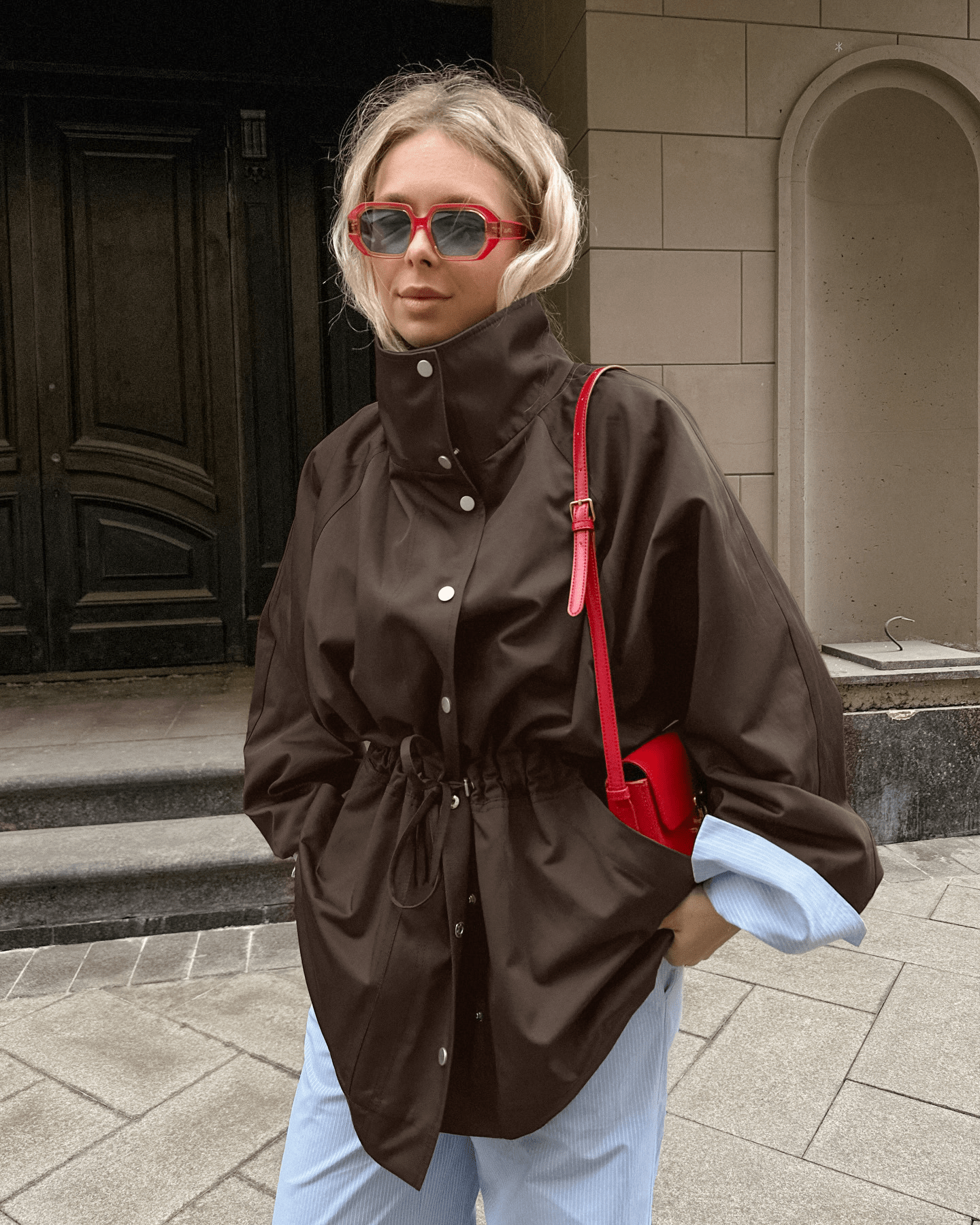 SOERA Rebecca Contrast Collar Windbreaker Jacket - Jacket - SOERA-543043-DEF-OS-88422 Brown S