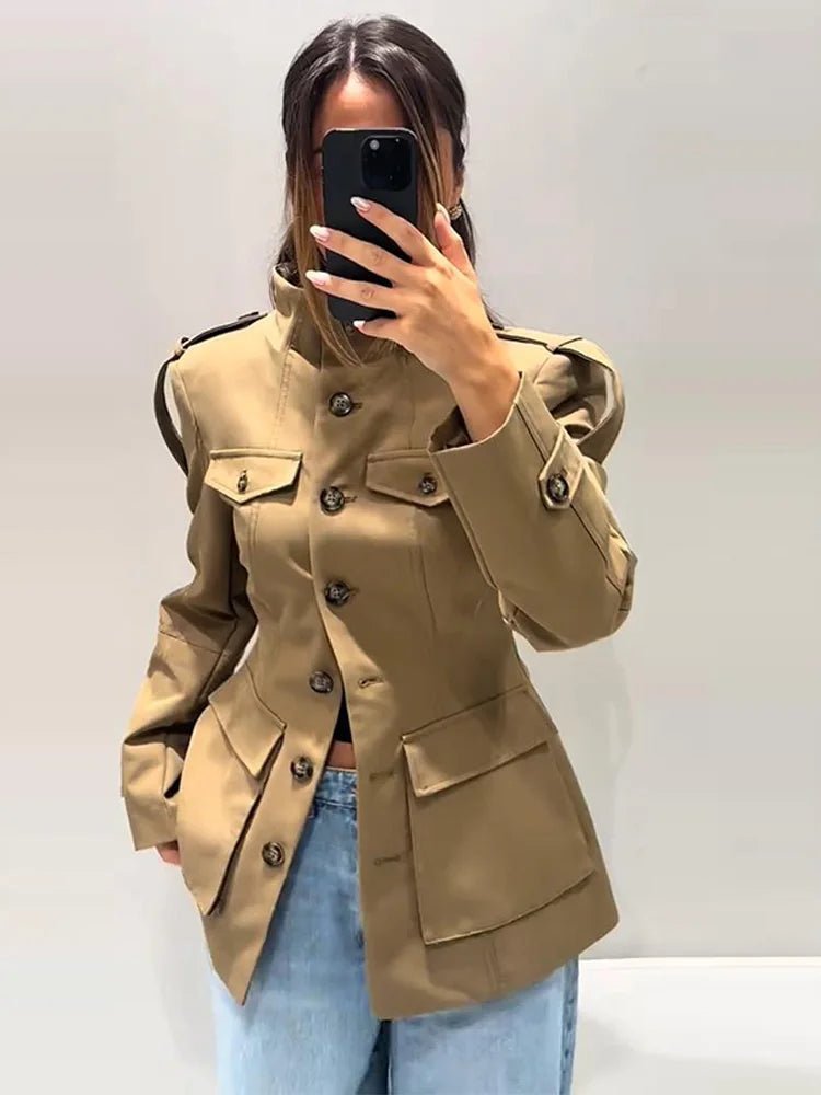 SOERA Rebecca Tailored Stand Collar Jacket - Jacket - SOERA-445955-DBE-XS-64227 Beige XS