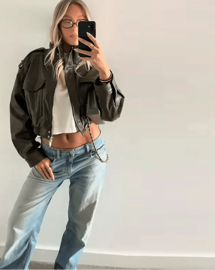 SOERA Brianna Faux Leather Bomber Jacket - Jackets - bQ1762772375816586869 Brown S