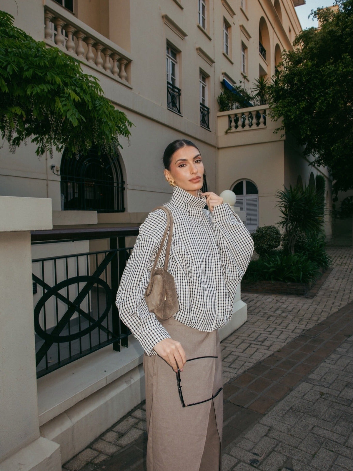 Margot καρό μπουφάν με ψηλό γιακά