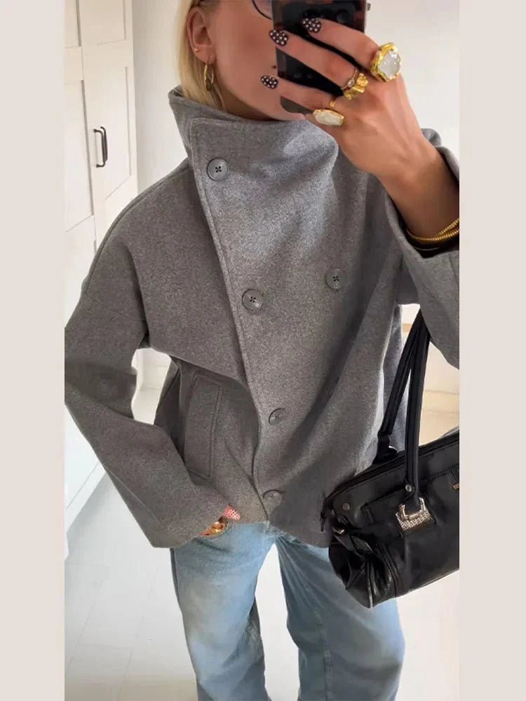 SOERA Clarissa Jacket with Stand Collar - Jackets -  Grey XS