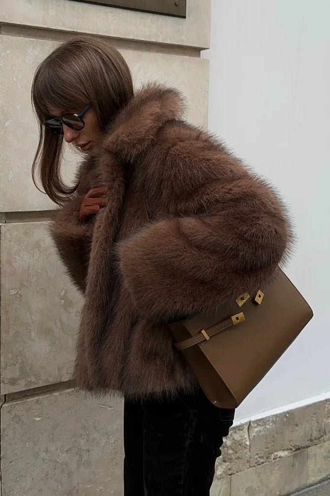 SOERA Colette Faux Fur Short Coat - Jackets - mo1765500291109095979 Brown S