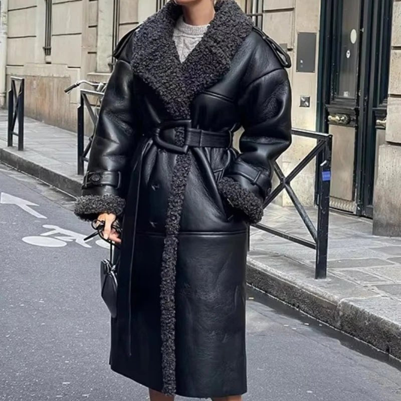 SOERA Cora Belted Faux Leather Maxi Coat - Jackets - 3256808035558765-;Kv1765388039766821445 Black S