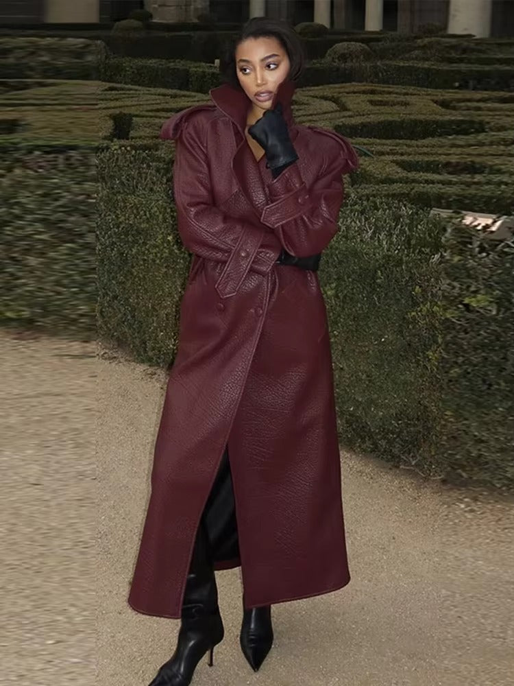 SOERA Danica Long Leather Jacket - Jackets -  Burgundy S