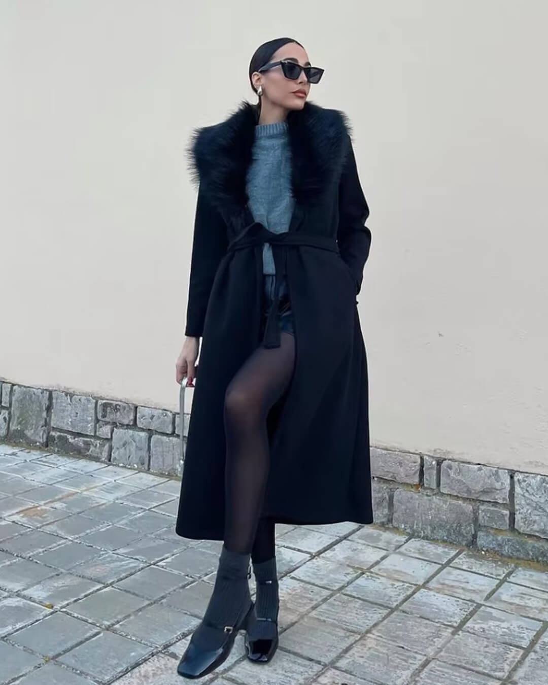 SOERA Flora Faux Fur Collar Maxi Coat - Jackets - 1005008156822535-;on1764102180811828281 Black S