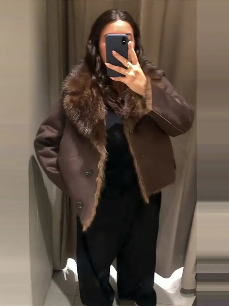 SOERA Jenny Reversible Faux Fur Leather Jacket - Jackets - 3256809615252454-;TQ1764003585261457870 Dark Brown XS