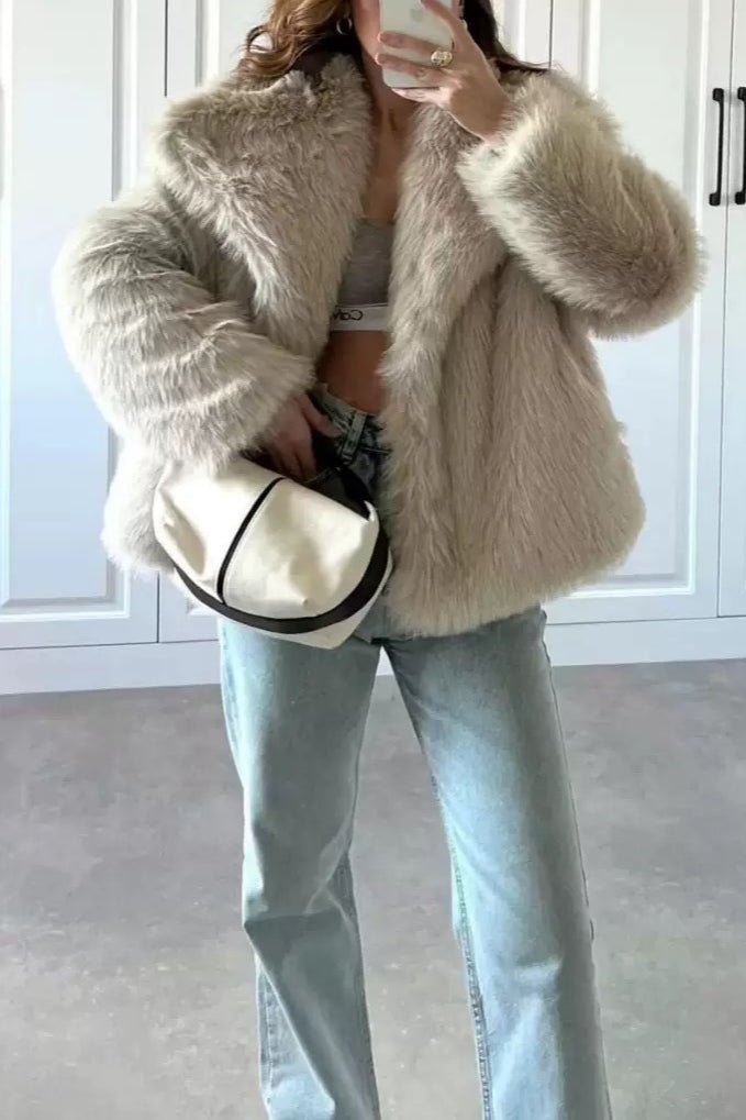 SOERA Krista Faux Fur Jacket - Jackets - zG1765197968553726108 Beige M