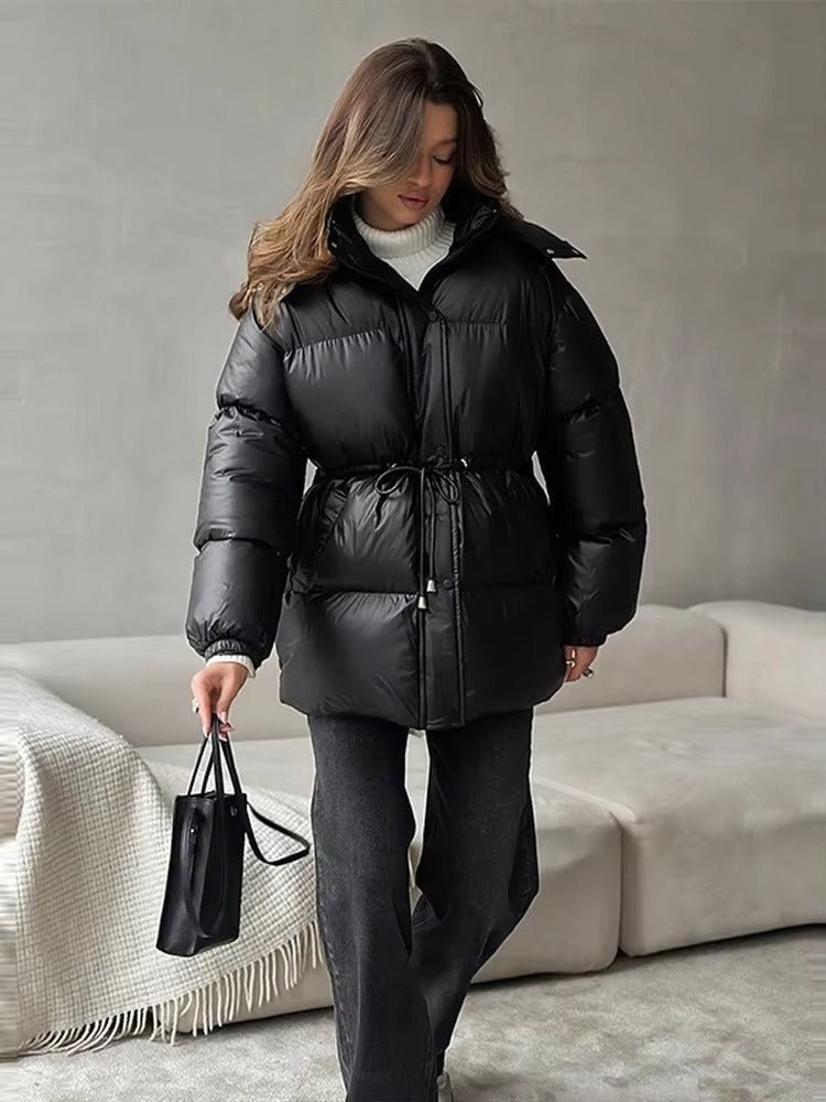 SOERA Lorie Drawstring Hooded Puffer Coat - Jackets - 1005010026834237-;mI1761217546551872446 Black S