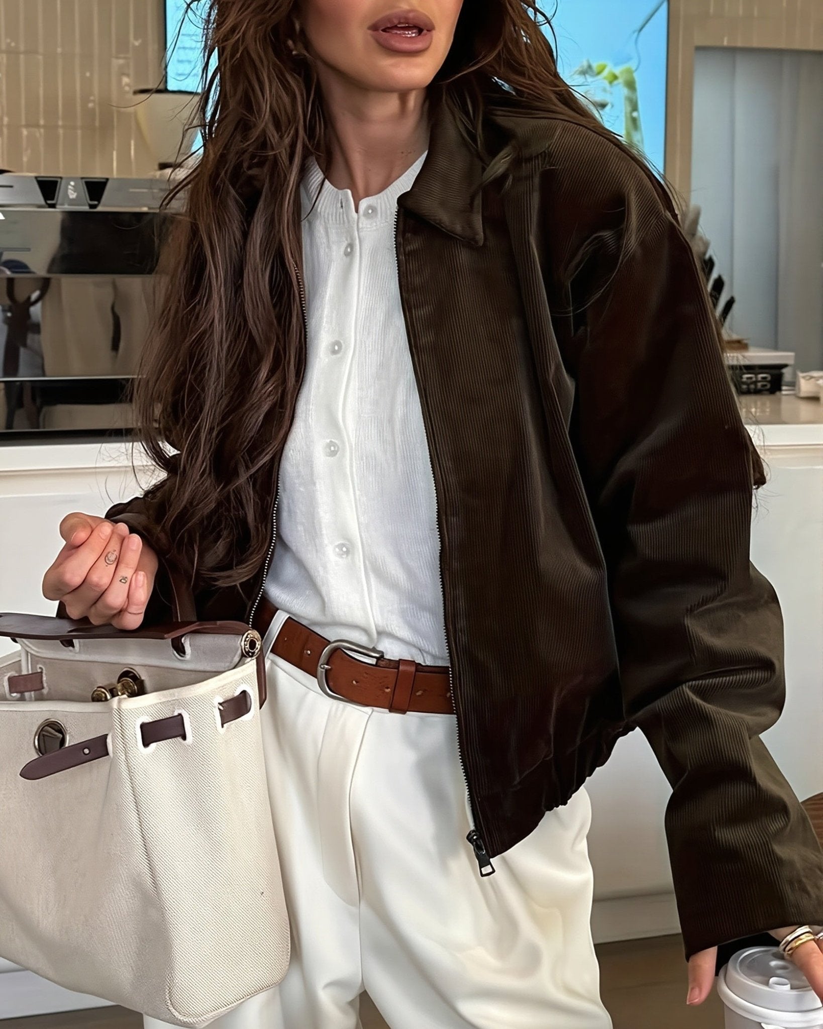 SOERA Nicole Corduroy Bomber Jacket - Jackets - SOERA-181059-COF-S-24227 Coffee Brown S