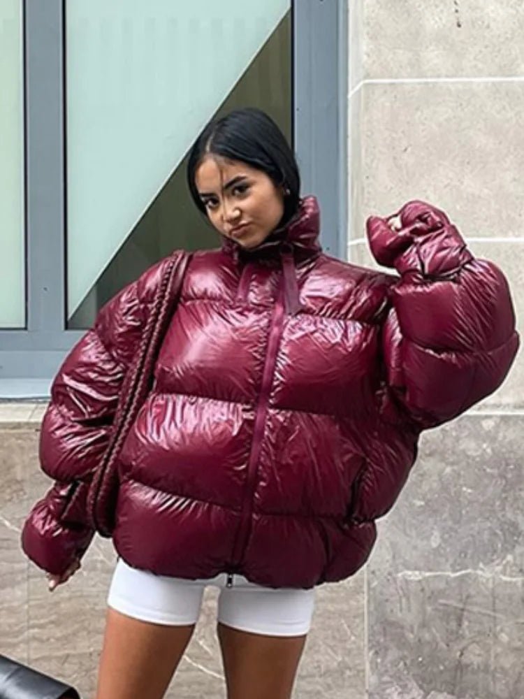 SOERA Olivia Shiny Puffer Jacket - Jackets - 3256809740158148-;Xm1762946091734062159 Red M