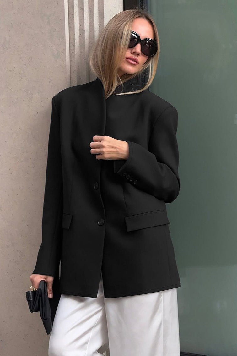 SOERA Roxie Stand Collar Blazer - Jackets - Rc1770276357224118804 Black M