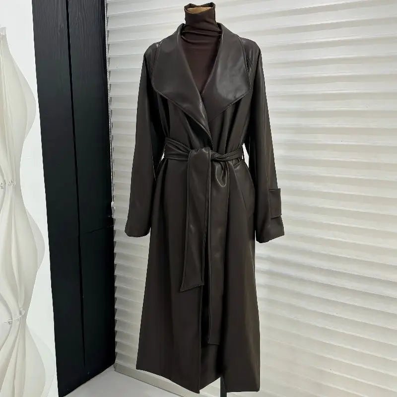 SOERA Shiela Faux Leather Maxi Trench Coat - Jackets - 3256809614700838-;DL1764703454011047148 Black S