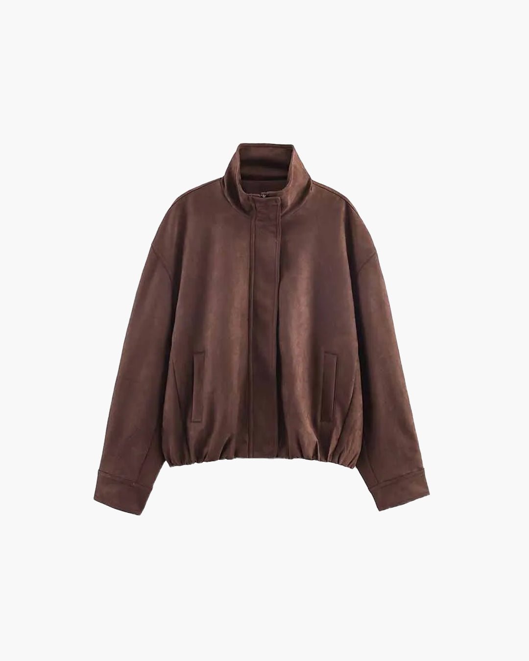 SOERA Viona Stand Collar Suede Jacket - Jackets - 1005009907084400-;Ci1764887227733127693 Brown XS