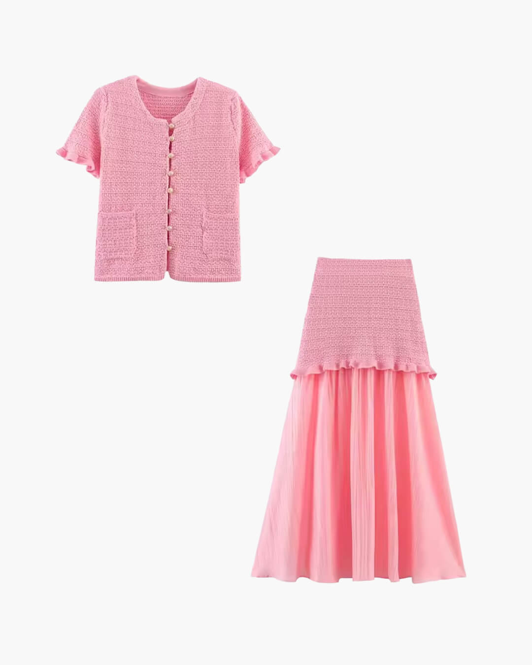 SOERA Beatrice Knitted Tank & Pleated Skirt Set - Matching Sets -  Beige Set M